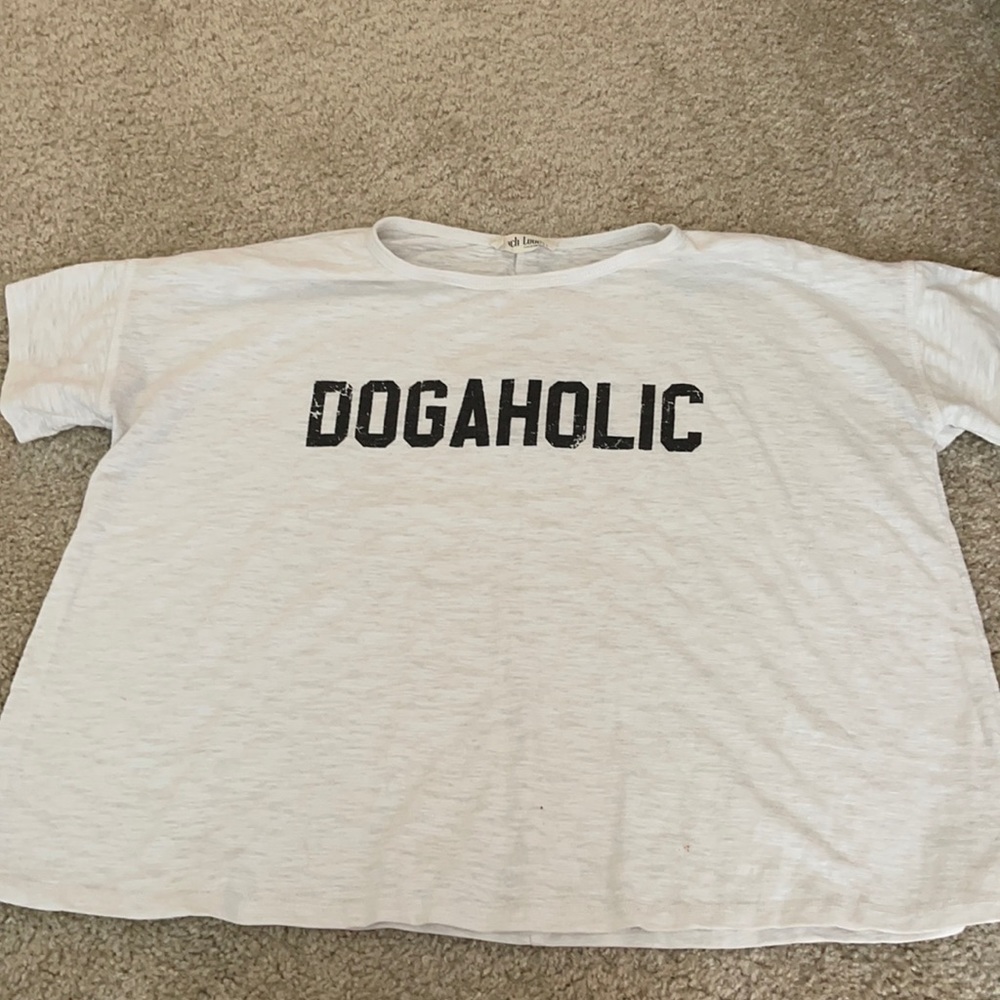 Dogaholic Graphic T-shirt cropped white large